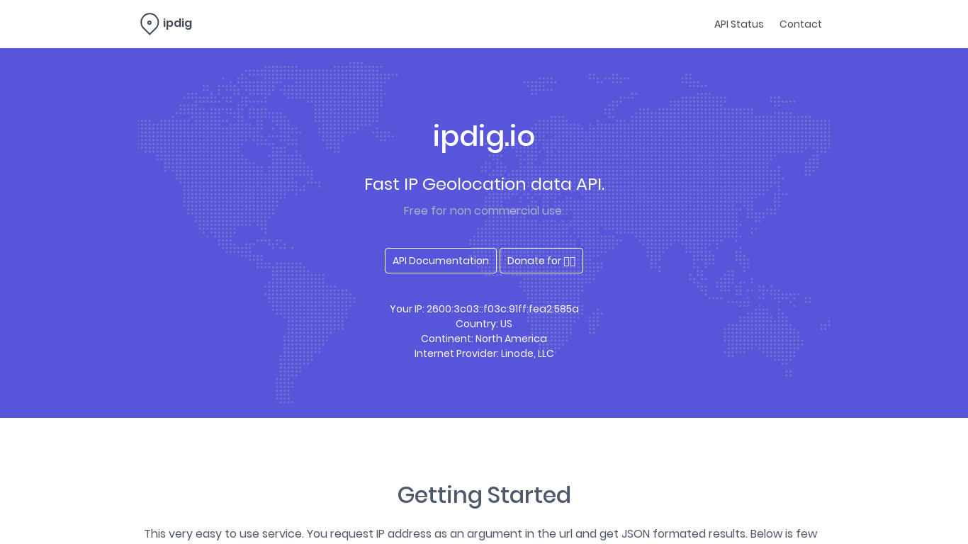 ipdig Landing page