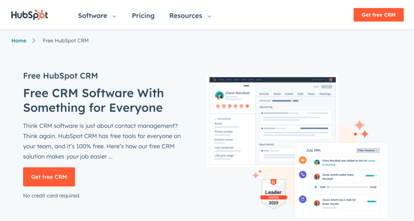 HubSpot CRM Landing Page