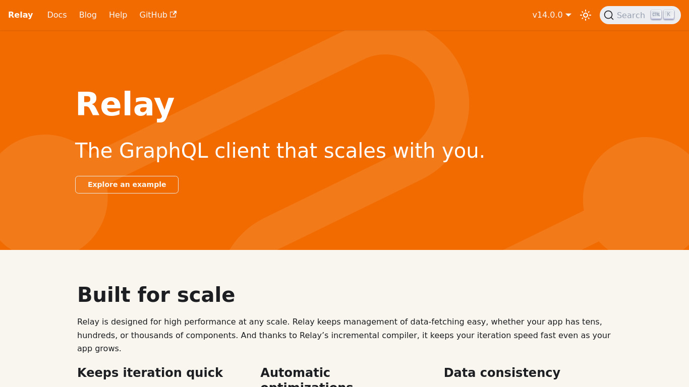 Relay JS Landing page