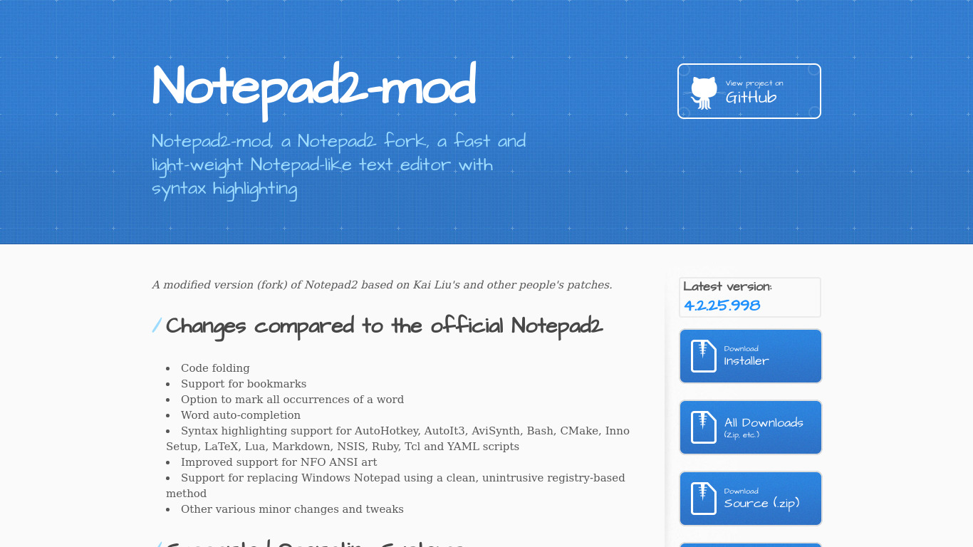 Notepad2-mod Landing page