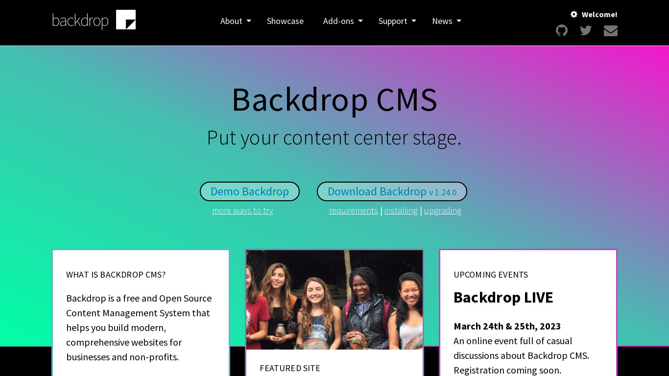 Backdrop CMS Landing page