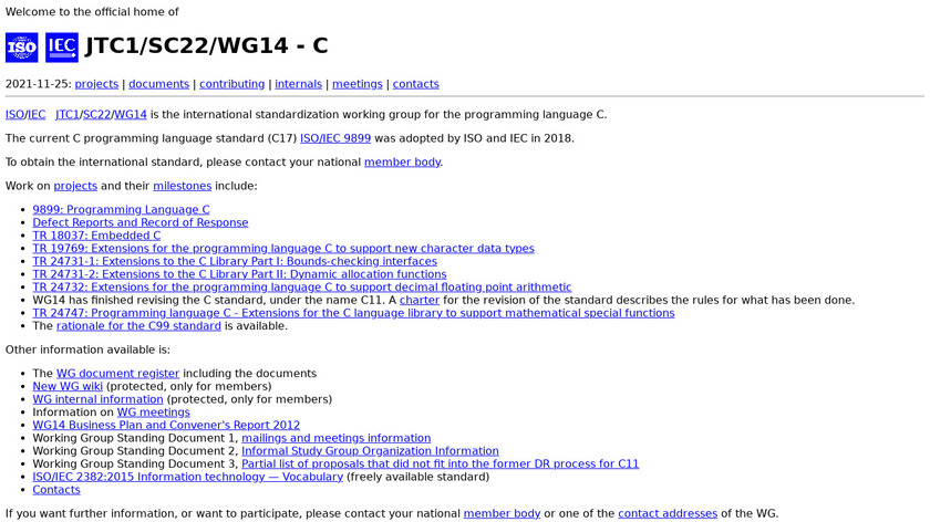 C (programming language) Landing Page