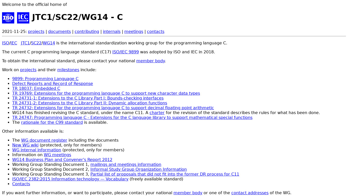 C (programming language) Landing page
