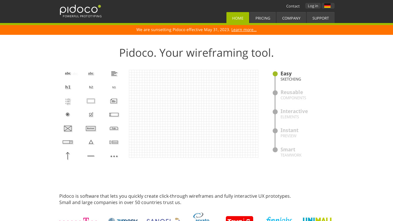 Pidoco Landing page