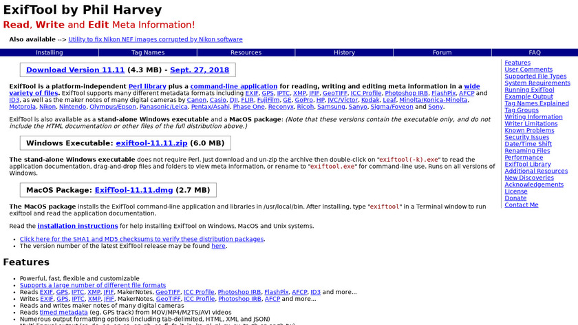 sno.phy.queensu.ca ExifTool Landing Page