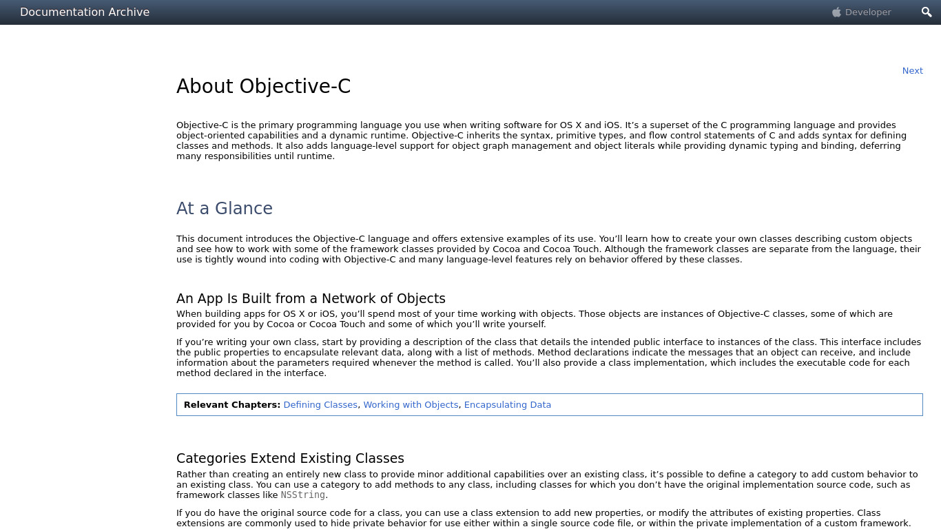Objective-C Landing page