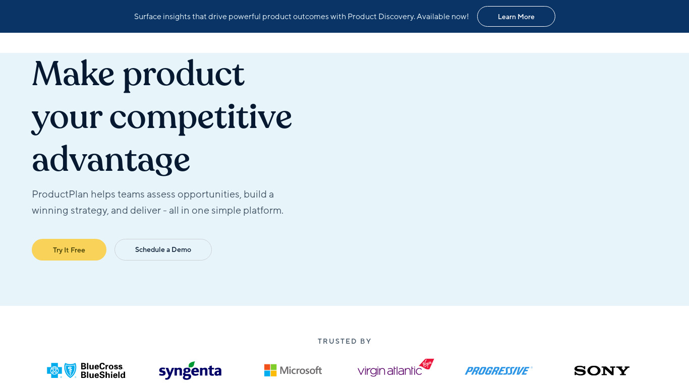 ProductPlan Landing page