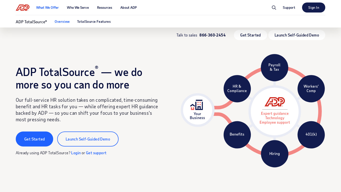 ADP TotalSource Landing page