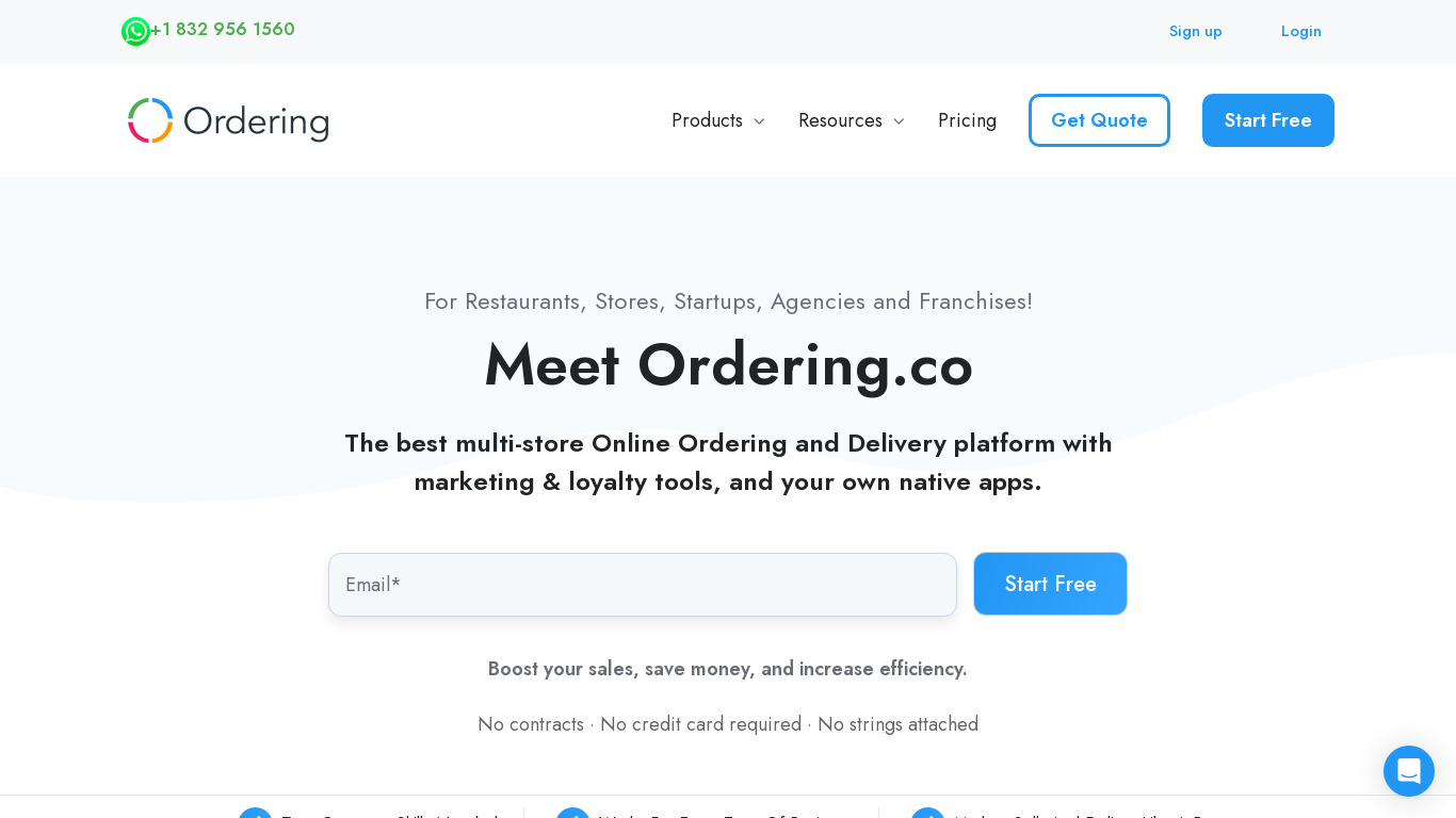 Ordering.co Landing page
