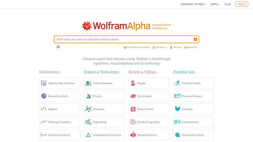 WolframAlpha Landing Page