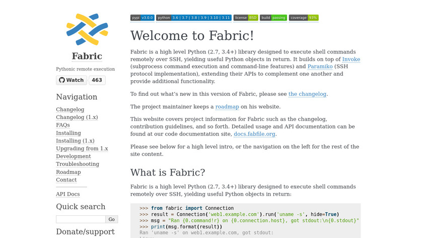 Python Fabric Landing Page