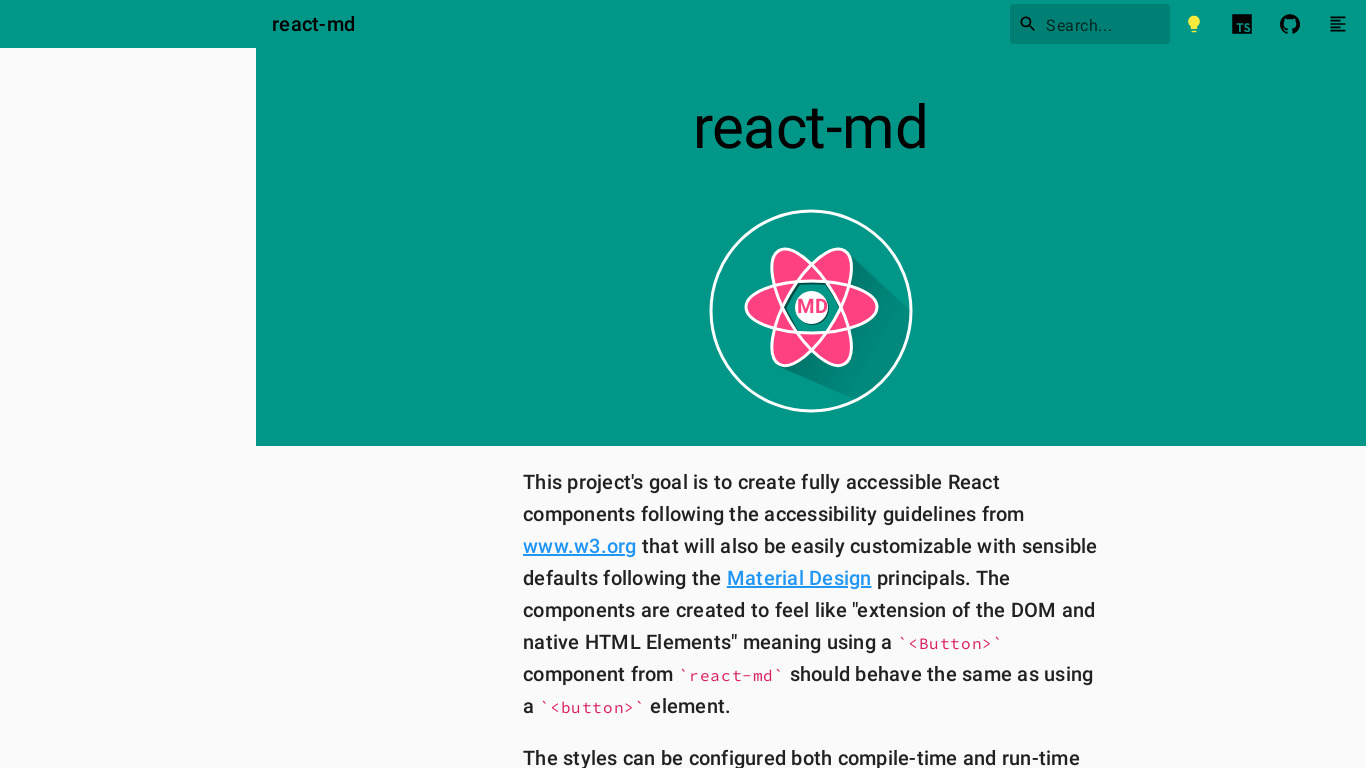 react-md Landing page