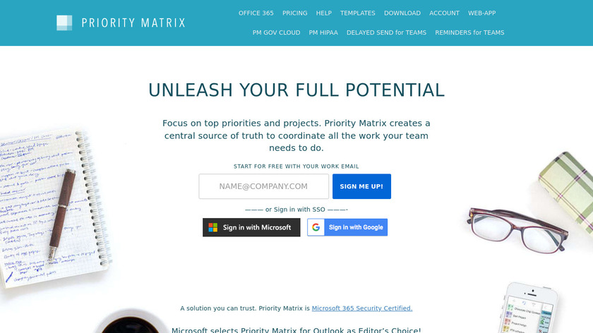 Priority Matrix Landing Page