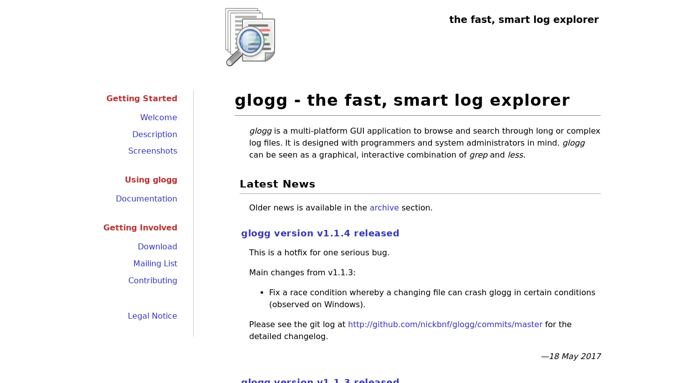 glogg Landing page