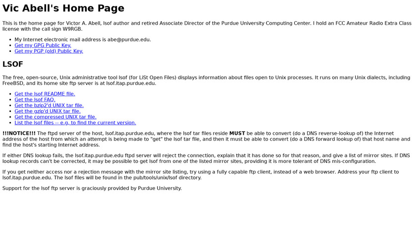 lsof Landing Page