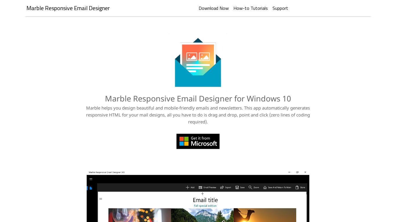 Marble Responsive Email Designer Landing page