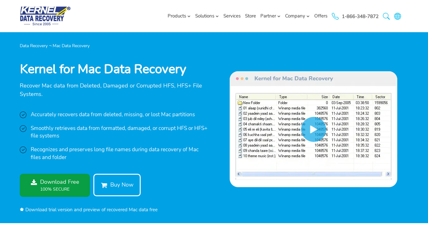 Kernel Recovery for Mac Landing page