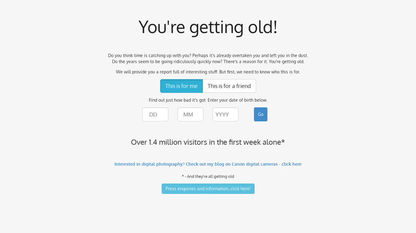 You're Getting Old! Landing Page