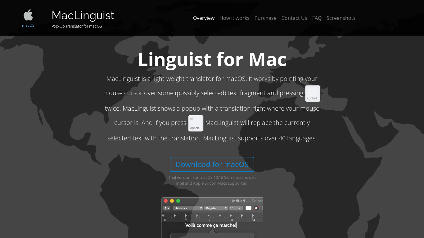 MacLinguist Landing page