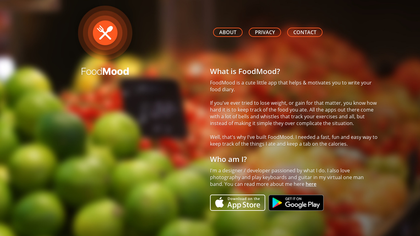 FoodMood Landing page