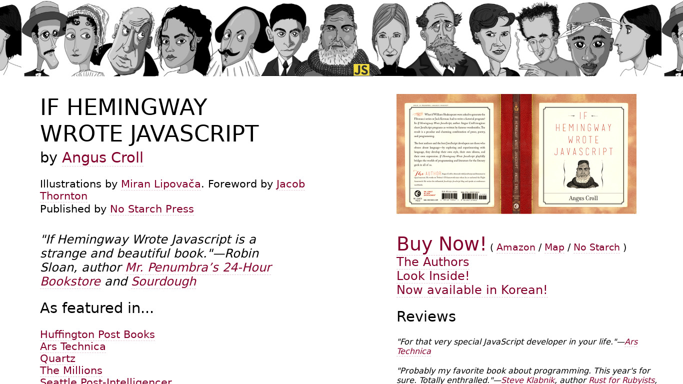 If Hemingway wrote JavaScript Landing page