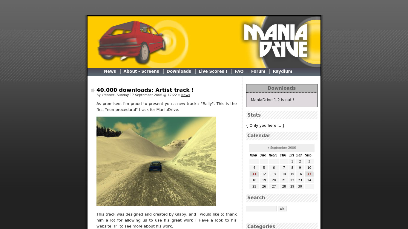 ManiaDrive Landing page