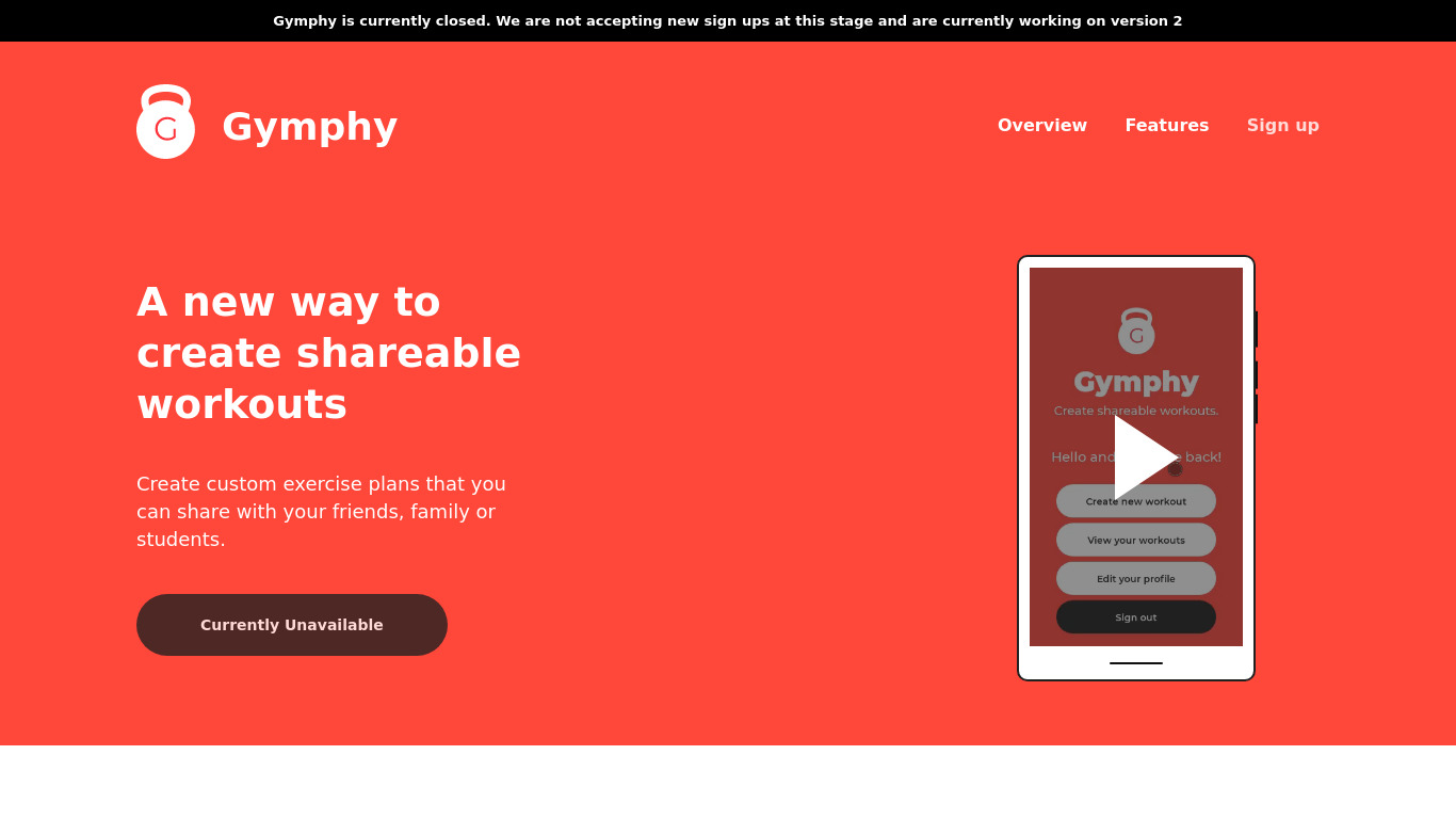 Gymphy Landing page