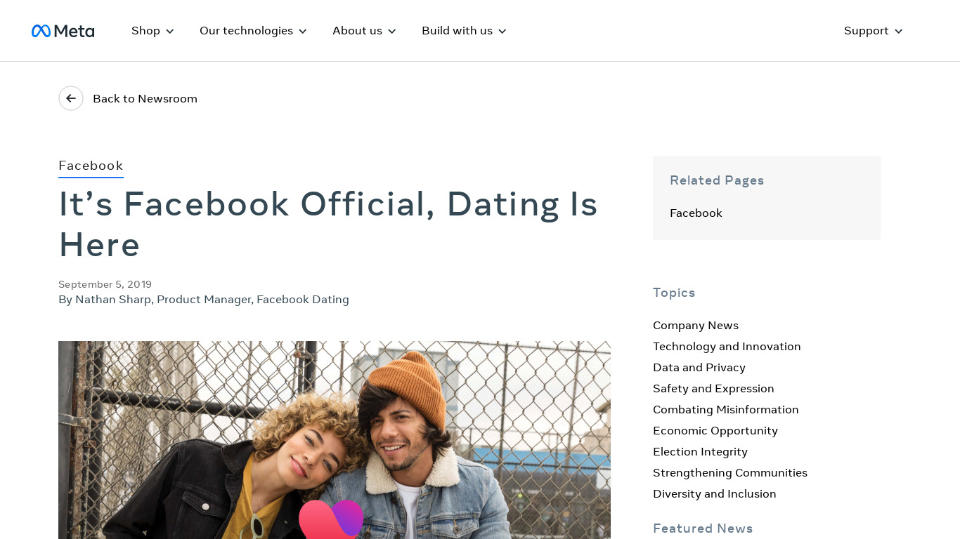 Facebook Dating Landing page