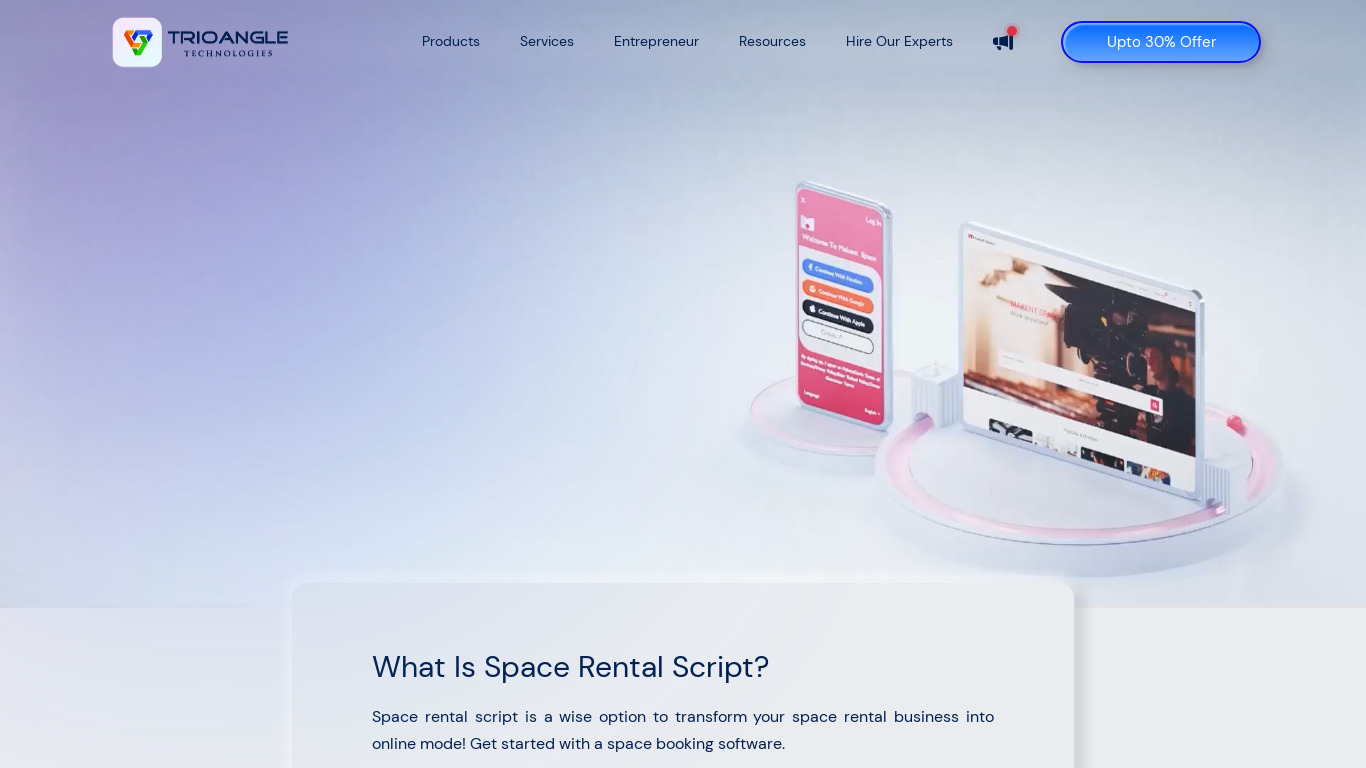 Makent Space by Trioangle Landing page