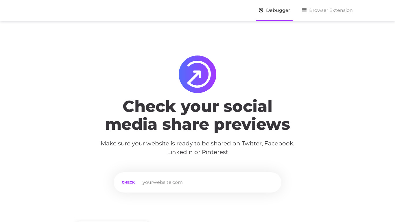 Social Share Preview Landing page