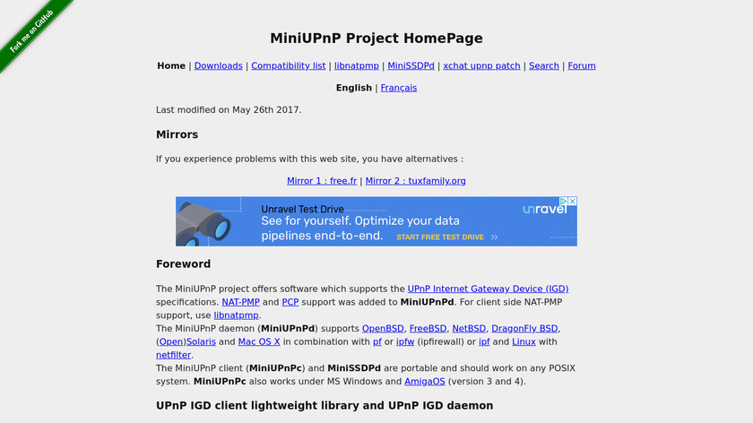 MiniUPnP Landing Page