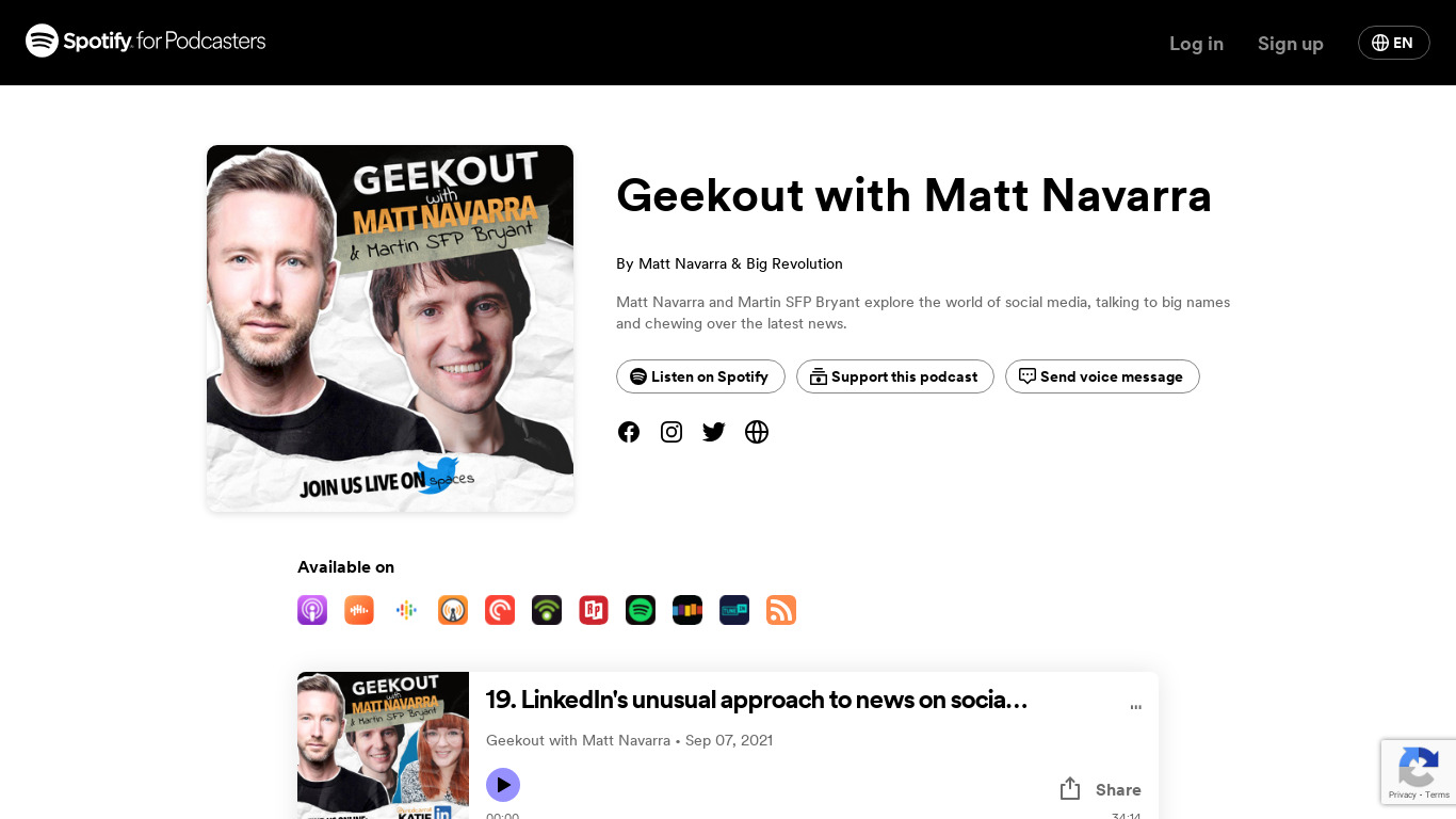 Geekout with Matt Navarra Landing page