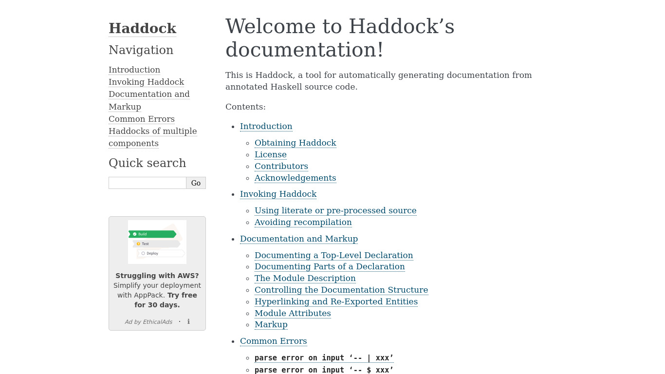 Haddock Landing page