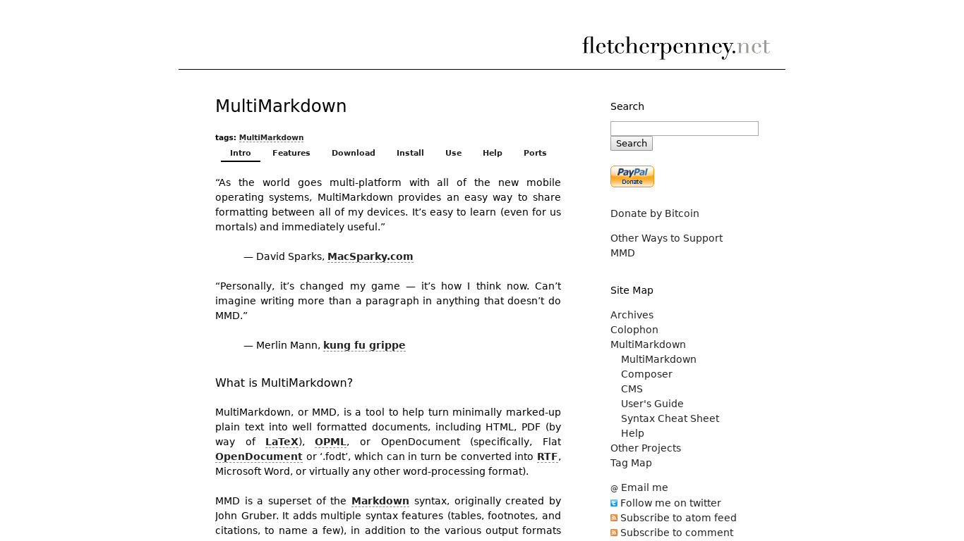 MultiMarkdown Landing page