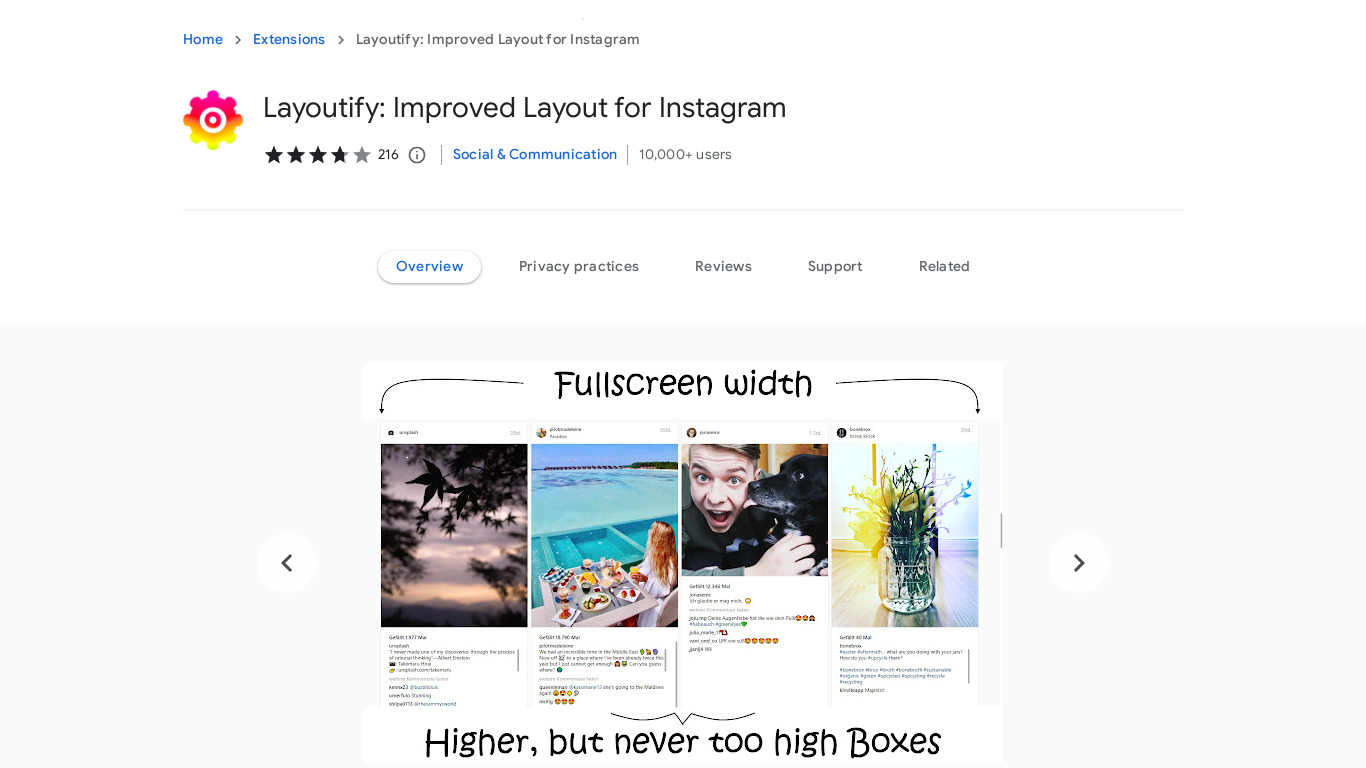 Improved Layout for Instagram.com Landing page