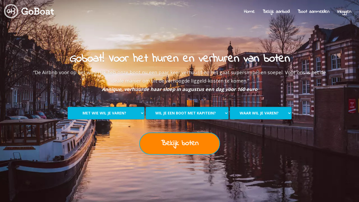 GoBoat Landing page