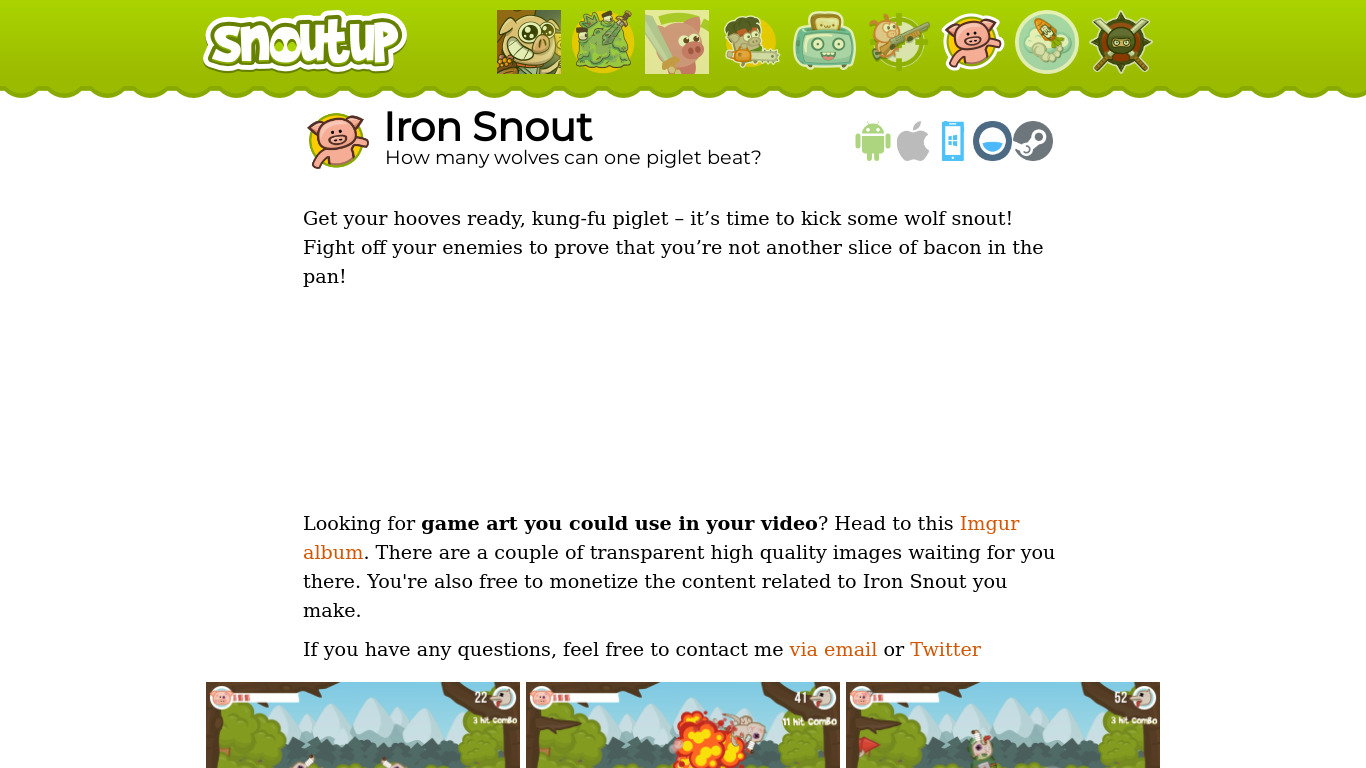 Iron Snout Landing page