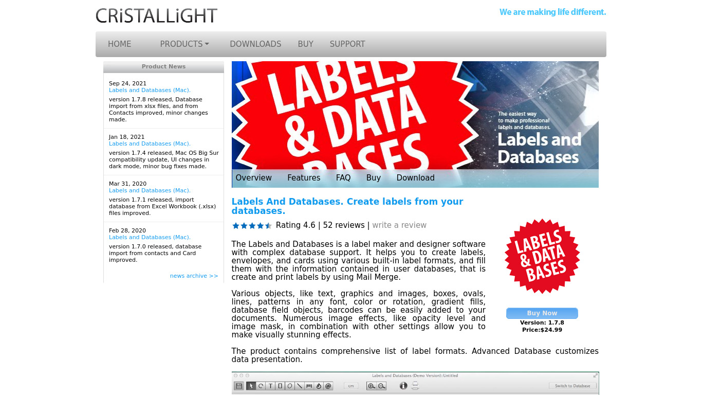 Labels and Databases Landing page