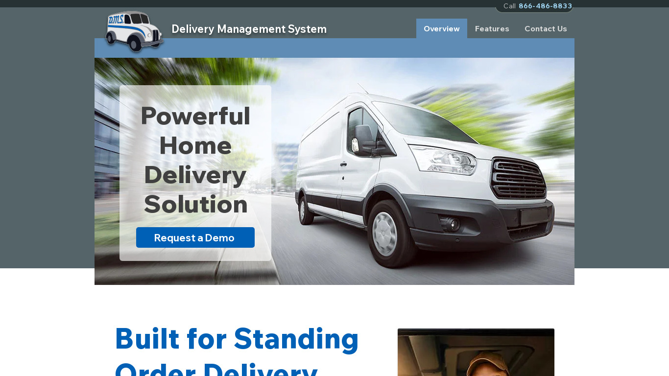 Delivery Management System Landing page