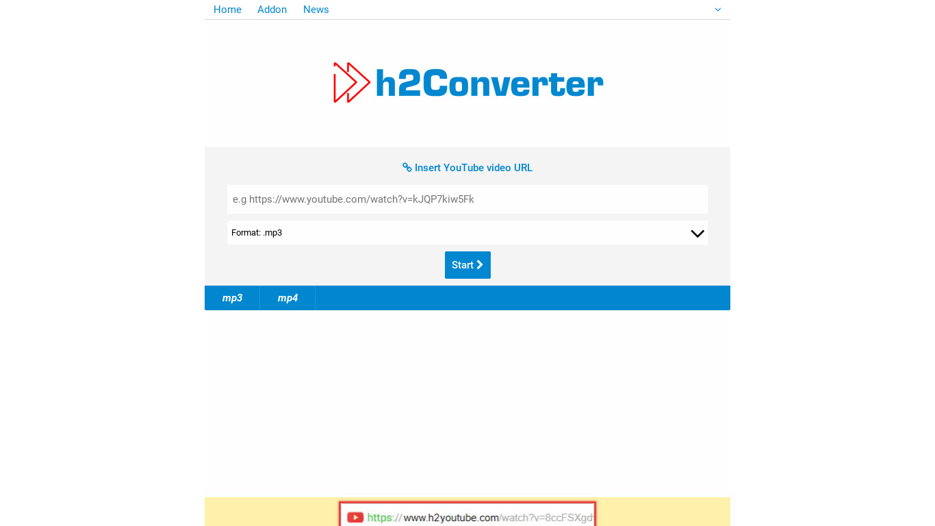 h2Converter.Com Landing page