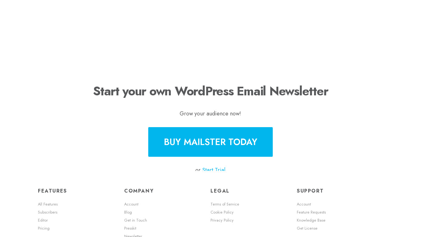Mailster for WordPress Landing page