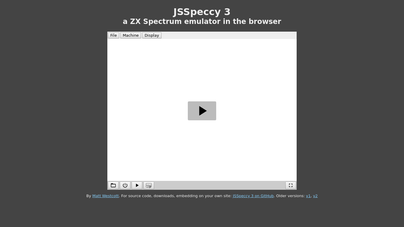 JSSpeccy Landing page