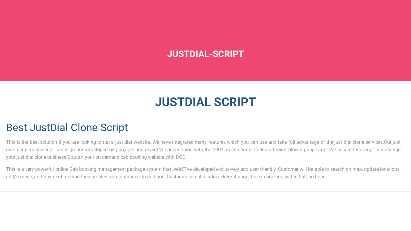 Justdial Clone Script - DOD Landing page