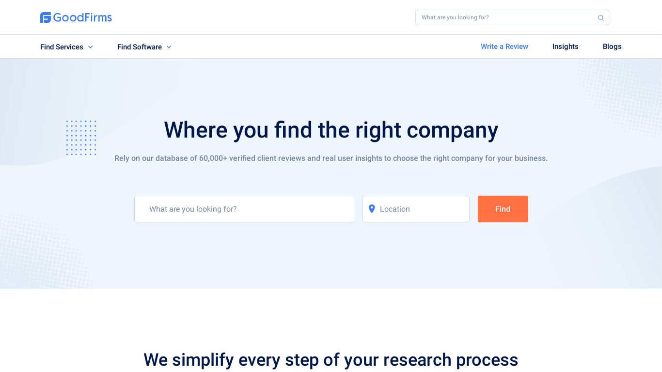 GoodFirms Landing page