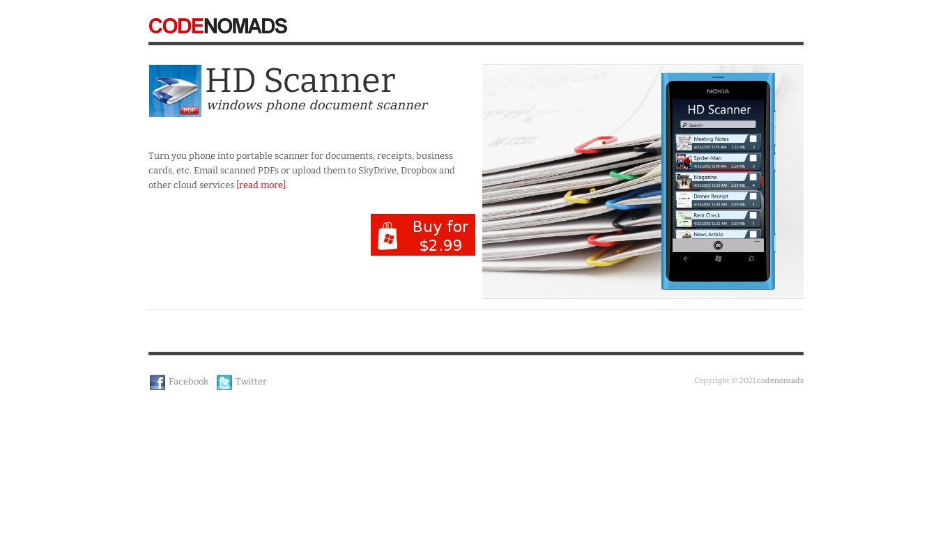 HD Scanner Landing page