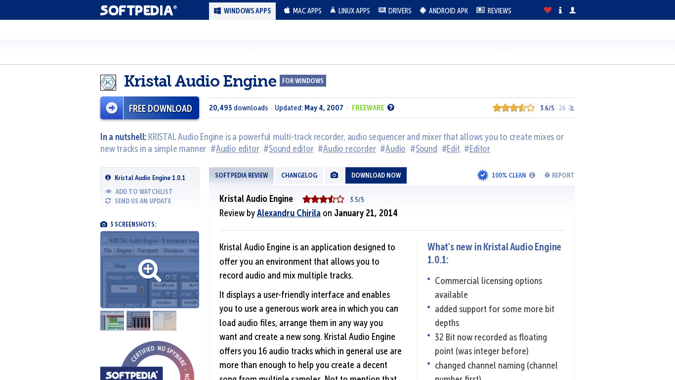 KRISTAL Audio Engine Landing page