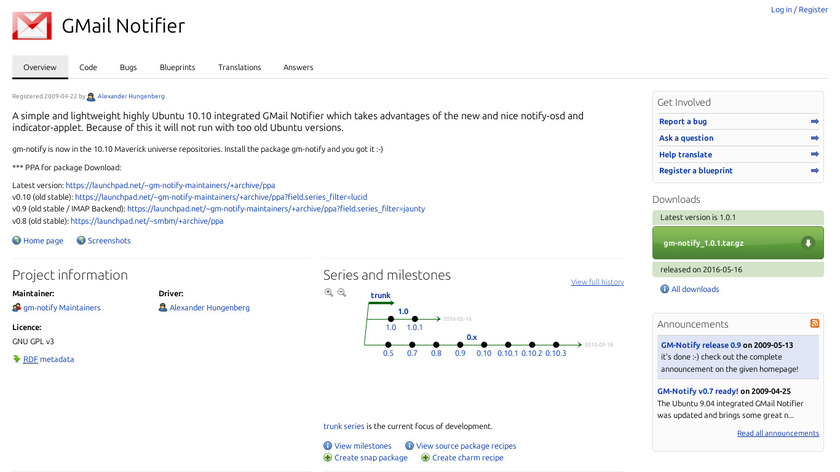 Gm-notify Landing Page