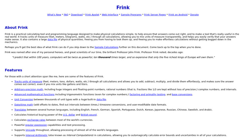 Frink Landing Page