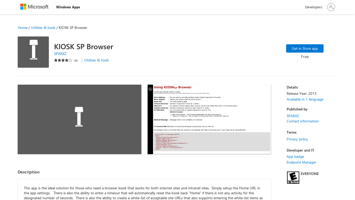 Kiosk SP Browser Landing page