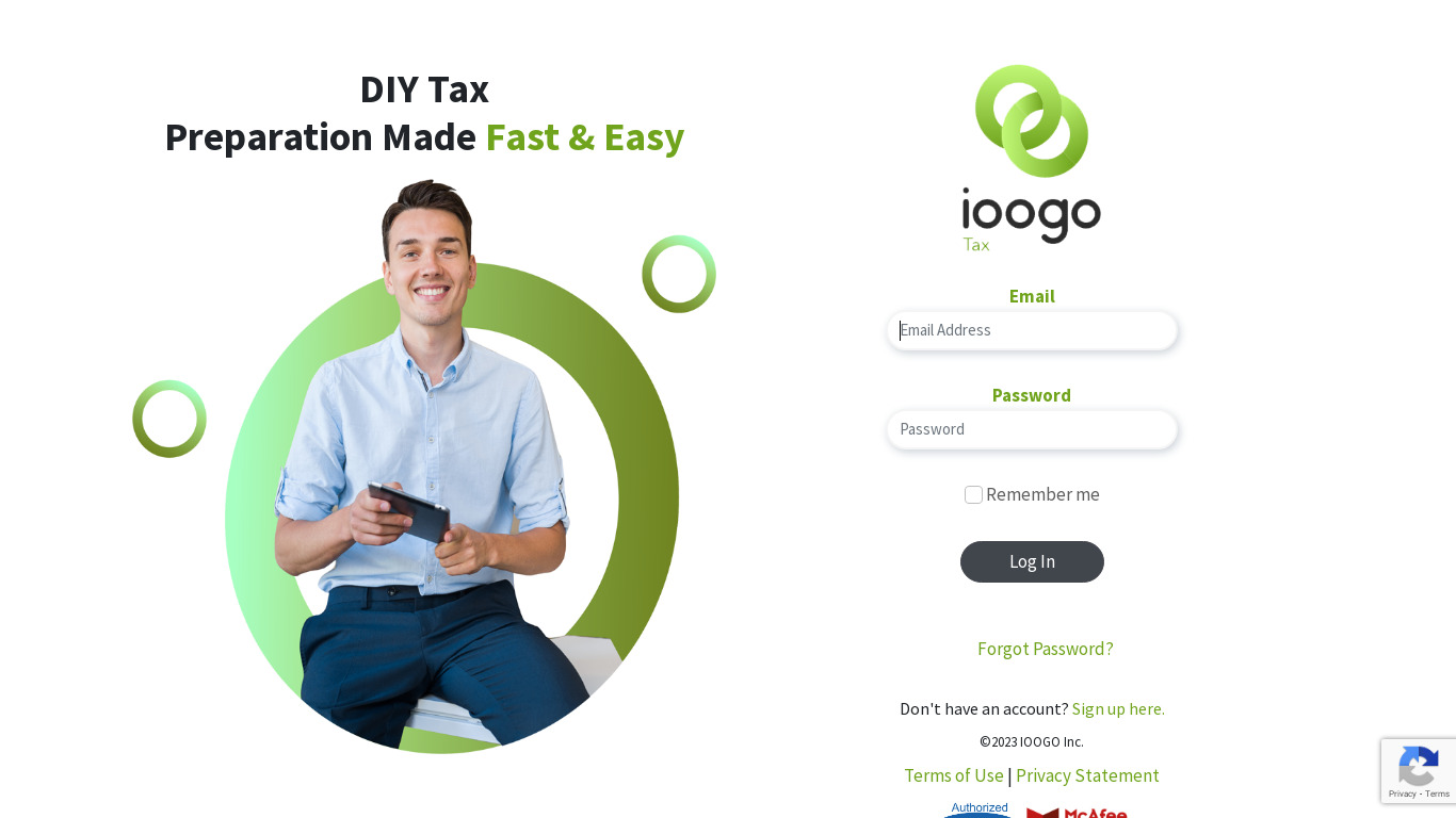 IOOGO Tax Landing page